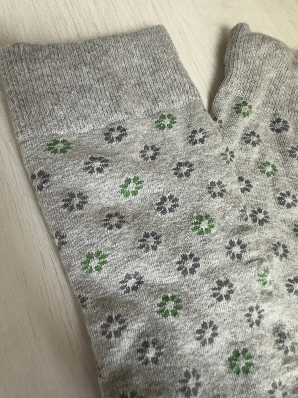 J.Crew Grey Socks with Green/gray flower design like New